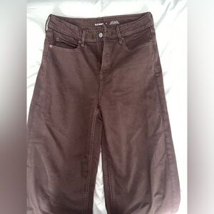 Brown Old Navy extra high rise sky-hi wide leg jean